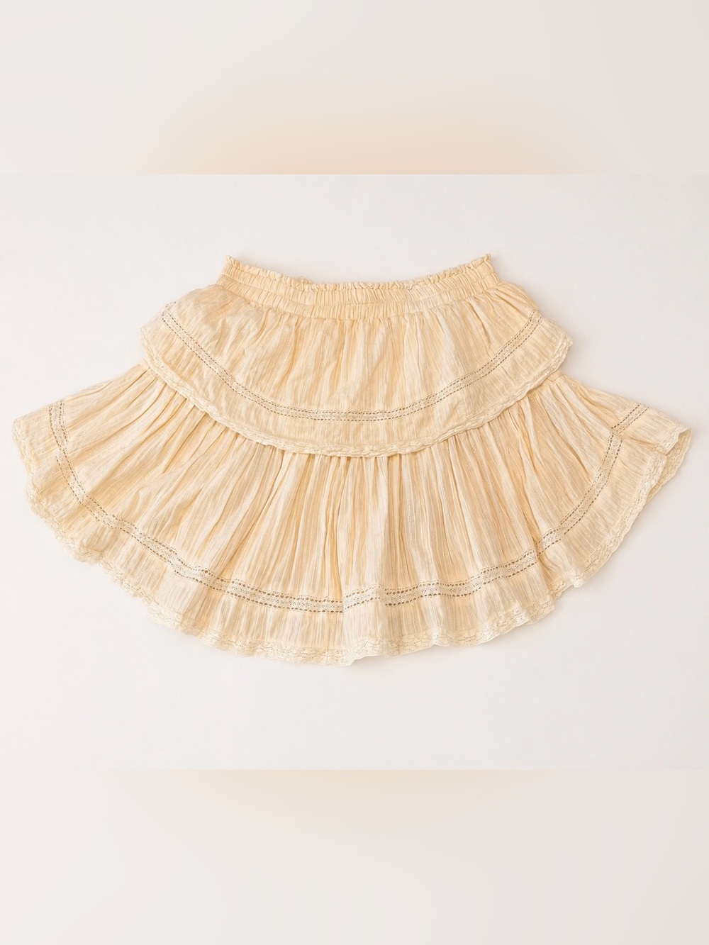 LoveShackFancy Peach Hand Died Heritage Ruffle Mini Skirt- Size S